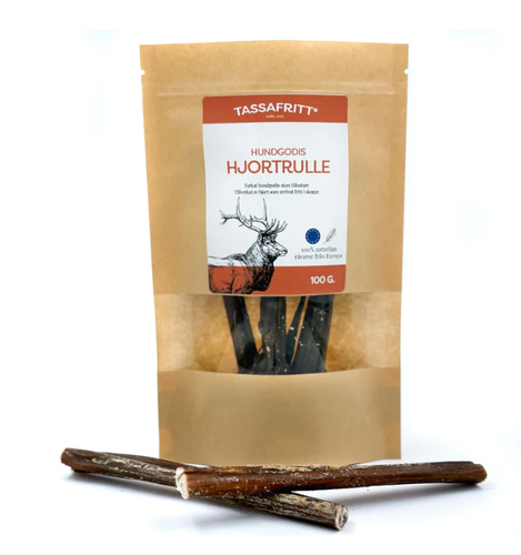 TassaFritt Naturligt Hundgodis Hjort Tuggrulle 15 cm (EU) 100 gr