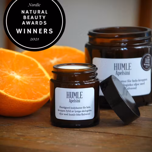 HUMLE Bodybutter Apelsini - Prisvinnande och ljuvligt doftande sammetslen helkroppsupplevelse - 60 ml/120 ml