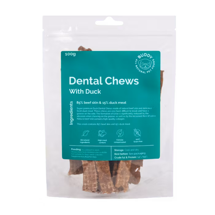 Buddy Duck Dental Chew 100 g- naturligt (koskinn,anka) motverkar tandsten