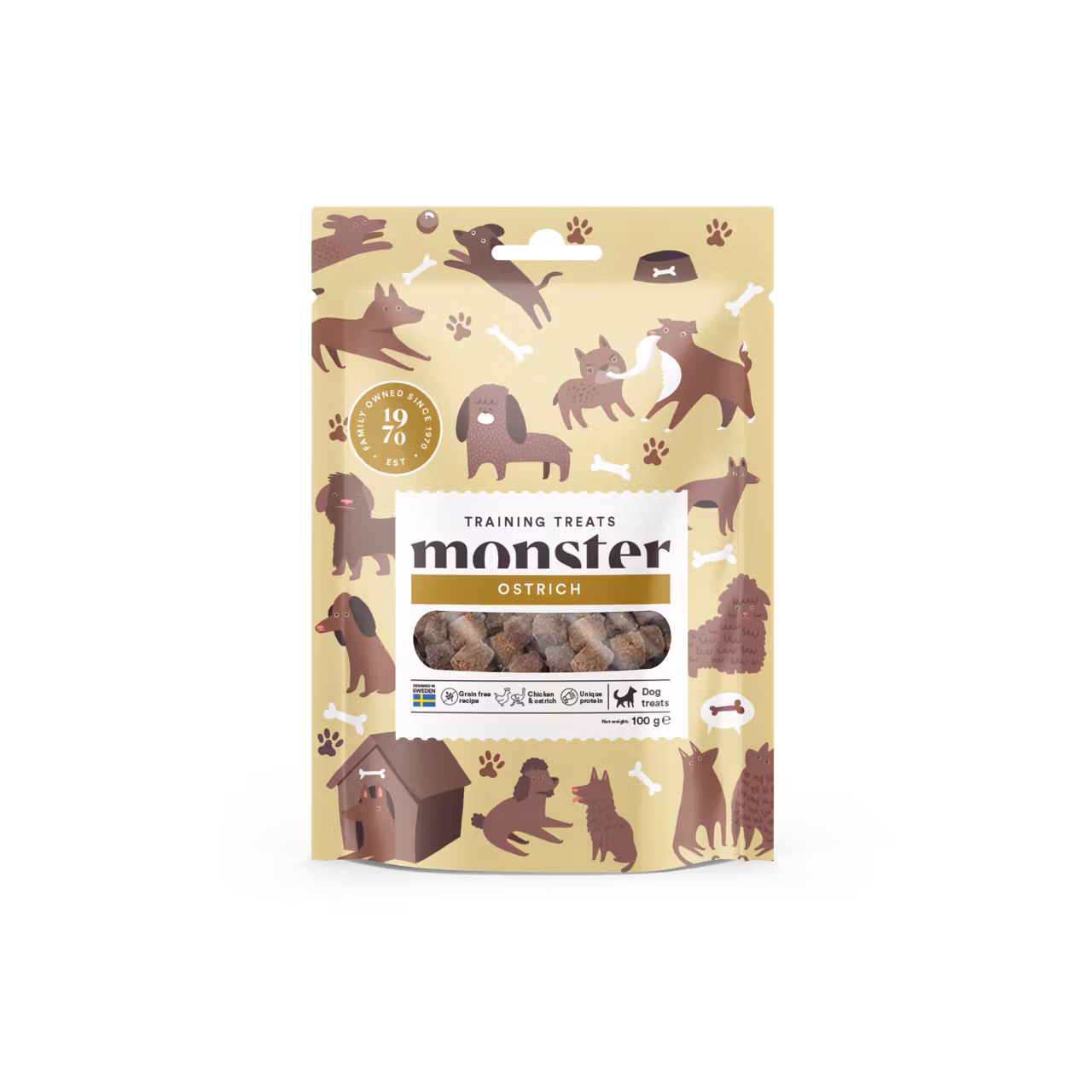 Monster Dog Training Treats Chicken & Ostrich /Kyckling & Struts 100 gram