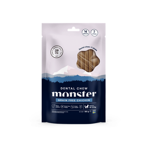 Monster Dog Dental Chew Grain free Chicken. S, M & L. 7 pack