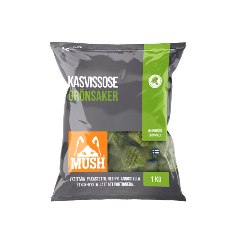 MUSH B.A.R.F. Basic® Grönsaker Fryst kompletteringsfoder 1 kg SKICKAS EJ!
