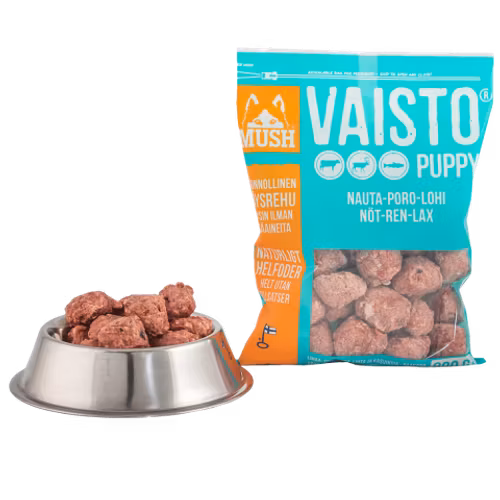 MUSH Vaisto® Puppy Isblå Fryst helfoder (nöt-ren-lax) SKICKAS EJ!