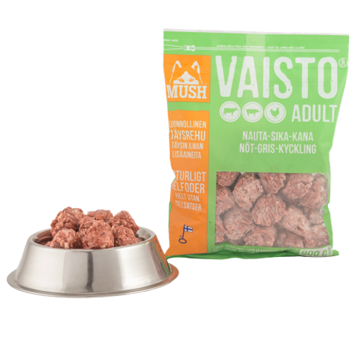 MUSH Vaisto® Grön Fryst helfoder (nöt-gris-kyckling) SKICKAS EJ!