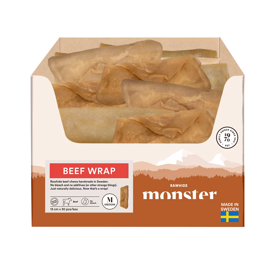 Monster Rawhide Beef Wrap M/L- 100 % svensk råhud av nöt