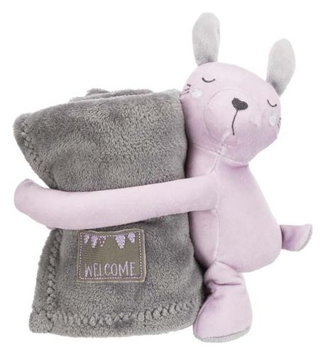 Junior cuddly set filt/kanin, plysch, 75 × 50 cm, grå/ljuslila