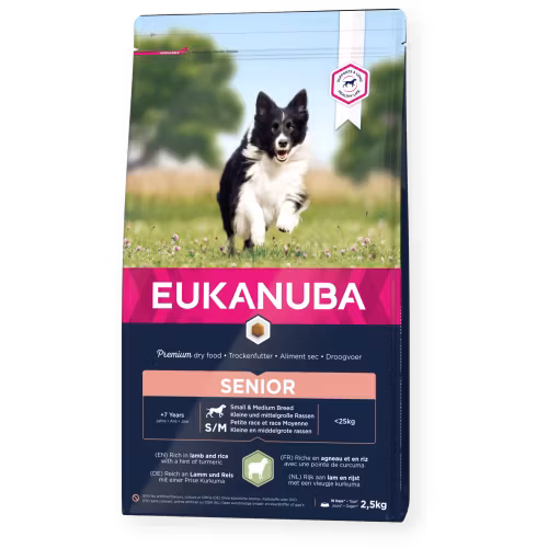Eukanuba Dog Senior Small/Medium Breed Lamb & Rice 2,5 kg/12 kg