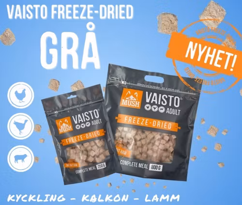 MUSH Vaisto® Grå Freeze-Dried  (kyckling-kalkon-lamm)