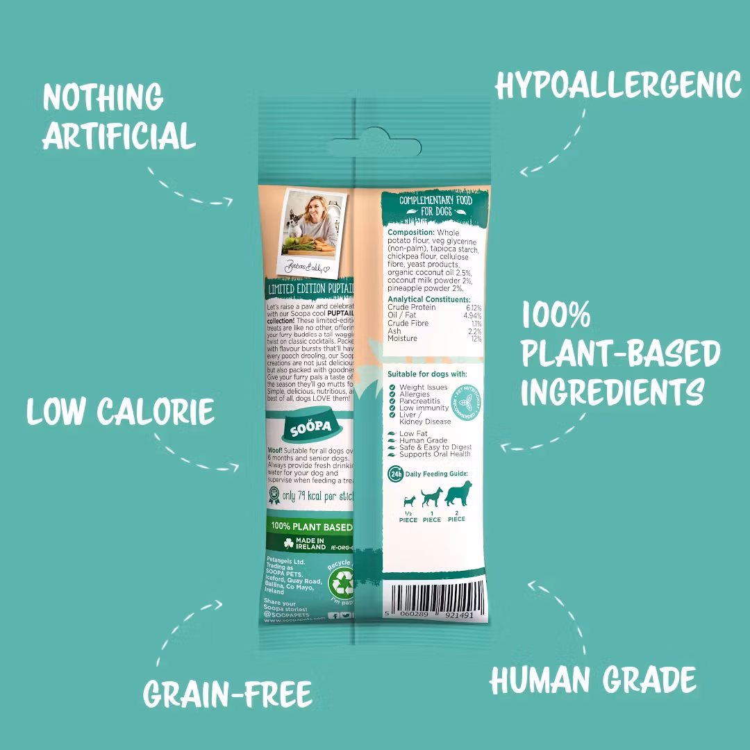 Soopa Dental Sticks Paw-Na Colada (ananas & kokos) veganskt 4 styck/100g