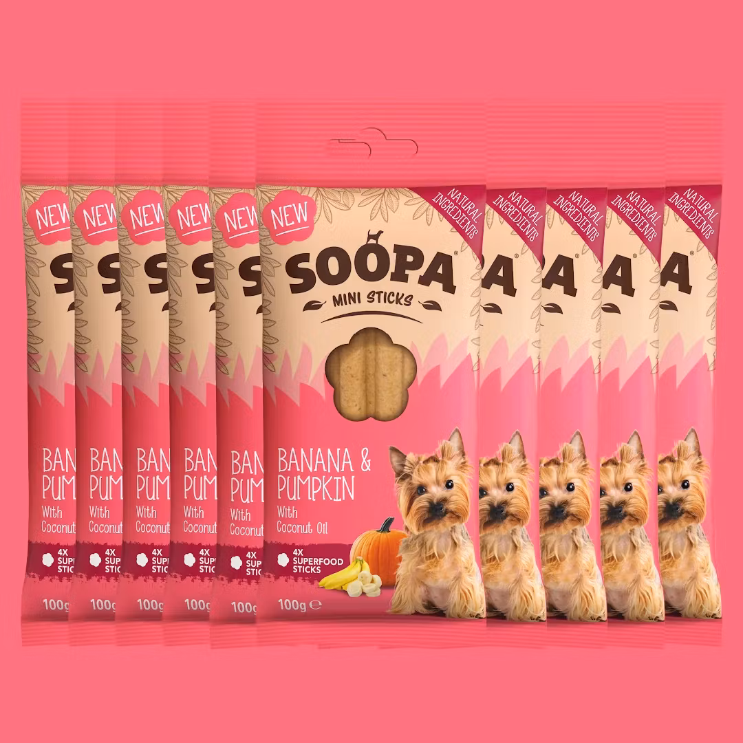 Soopa Banana & Pumpkin Dental Sticks for Mini Dogs (banan & pumpa) veganskt100 gr