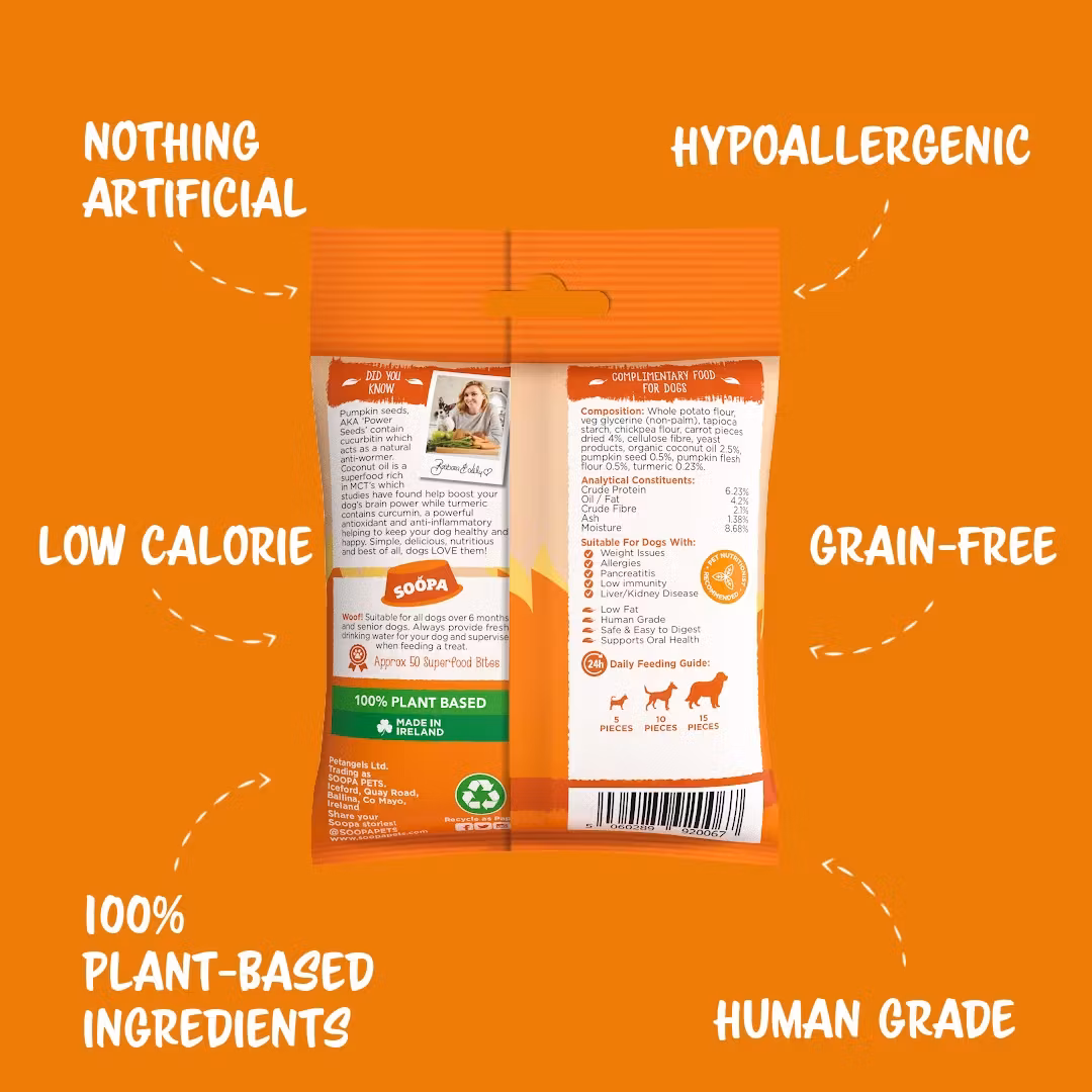 Soopa Healthy Bites Carrot & Pumpkin (morot & pumpa), veganskt  50g