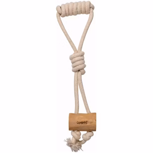 Dragleksak i kraftigt bomullsrep och kaffeträd 42 x 11 cm