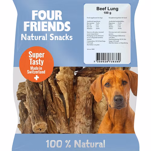 Four Friends Dog Natural Snacks Beef Lung- oxlunga 100g