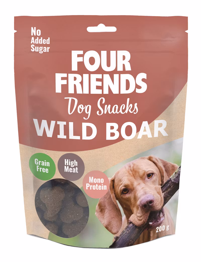 Four Friends Dog Snacks Wild Boar Spannmålfritt 200g