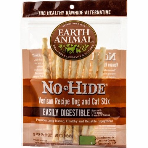 Earth Animal No-Hide®Venison Stixs 10 styck- alternativ till råhud för små hundar o katter