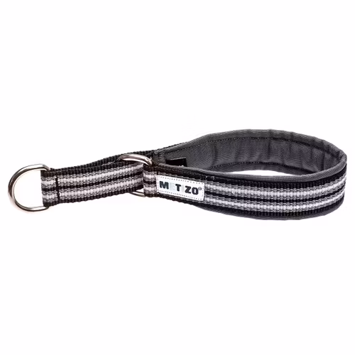 Metizo halsband, Halvstryp Martingale, fodrat m reflex Svart 30-55 cm