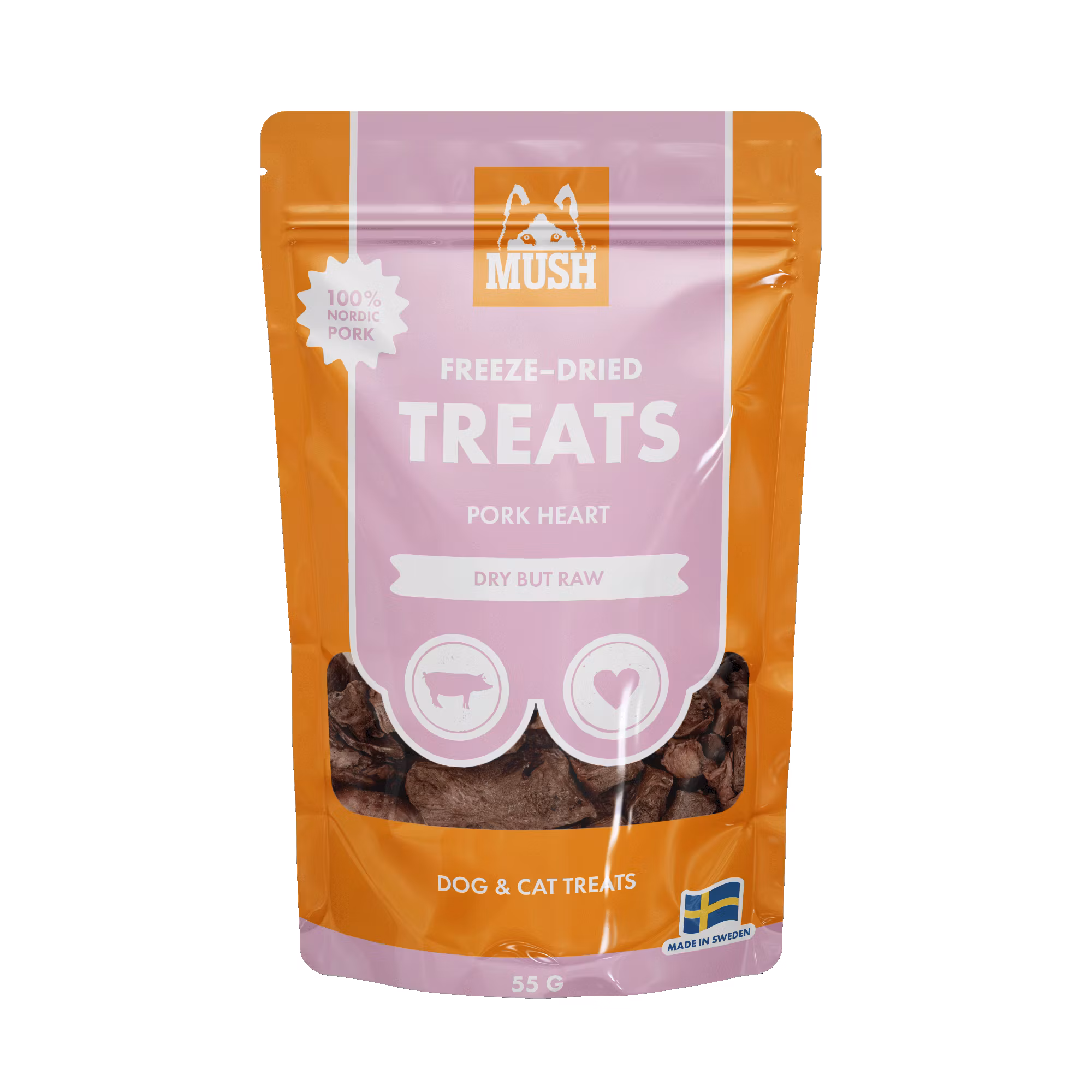 MUSH TREATS FRYSTORKAD GRISHJÄRTA 50 gr