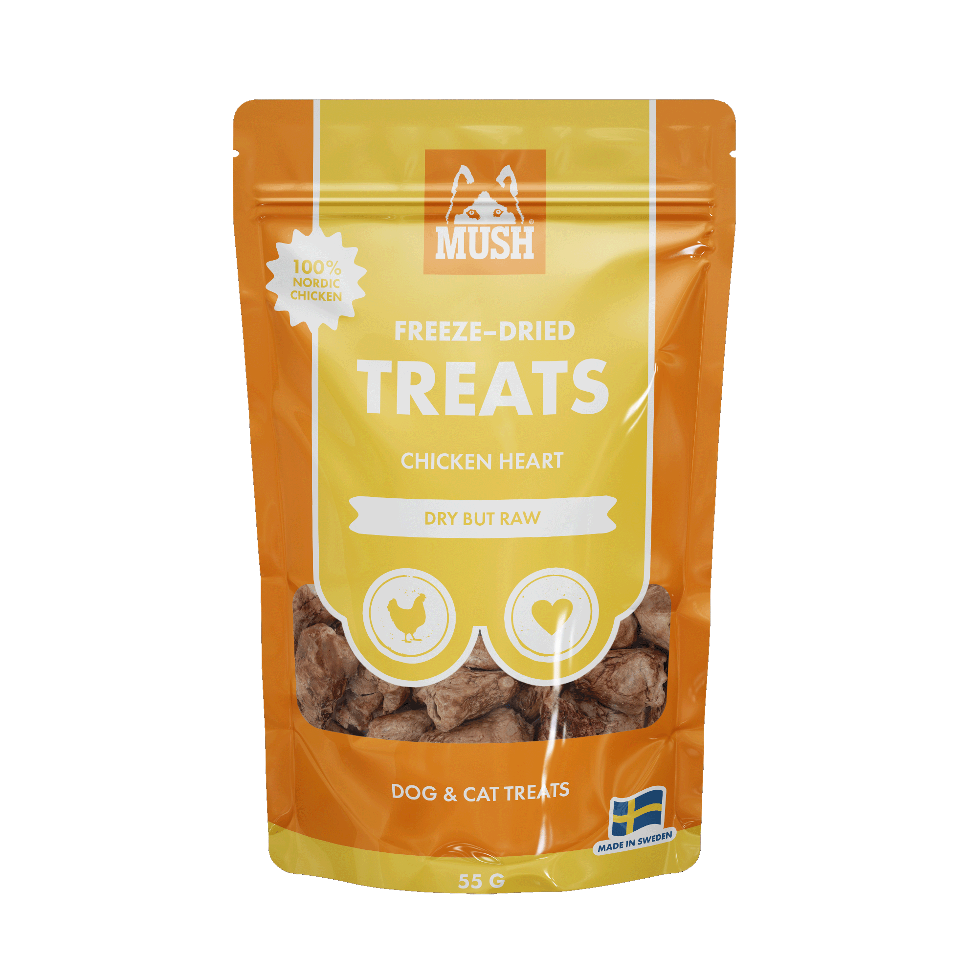 MUSH TREATS FRYSTORKAD KYCKLINGHJÄRTA 50 gr