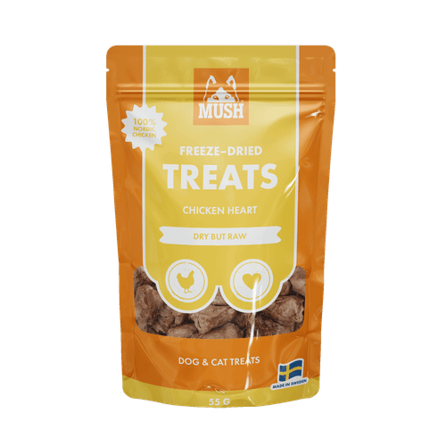 MUSH TREATS FRYSTORKAD KYCKLINGHJÄRTA 50 gr
