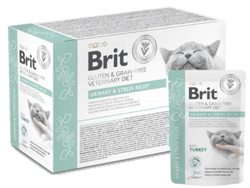 Brit Gluten & Grainfree Veterinary Diets Urinary and Stress Relief Cat Pouch 12 x 85g