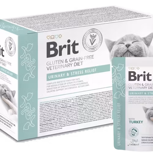 Brit Gluten & Grainfree Veterinary Diets Urinary and Stress Relief Cat Pouch 12 x 85g