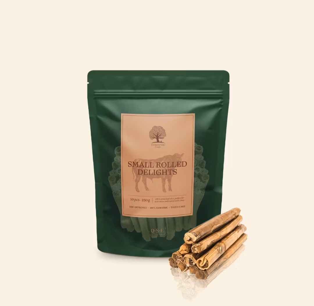 ESSENTIAL SMALL ROLLED DELIGHTS "Små tuggrullar" 100 % torkad oxhud 10 styck