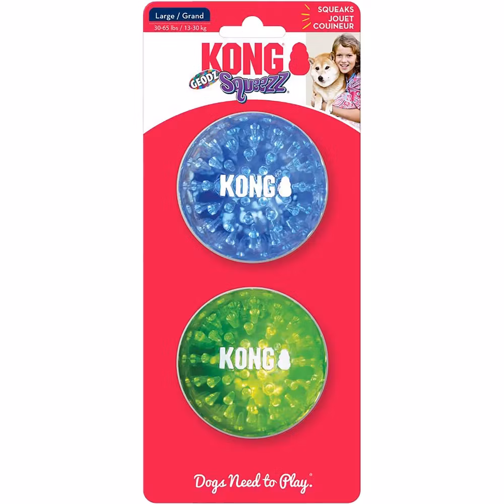 Kong Squeezz Geodz Ball L Ø7,5cm- 2-pack, blandade färger