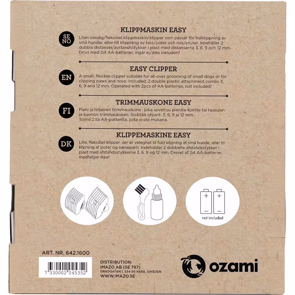 Ozami Klippmaskin Easy Clipper 3/6/9/12mm Batteri