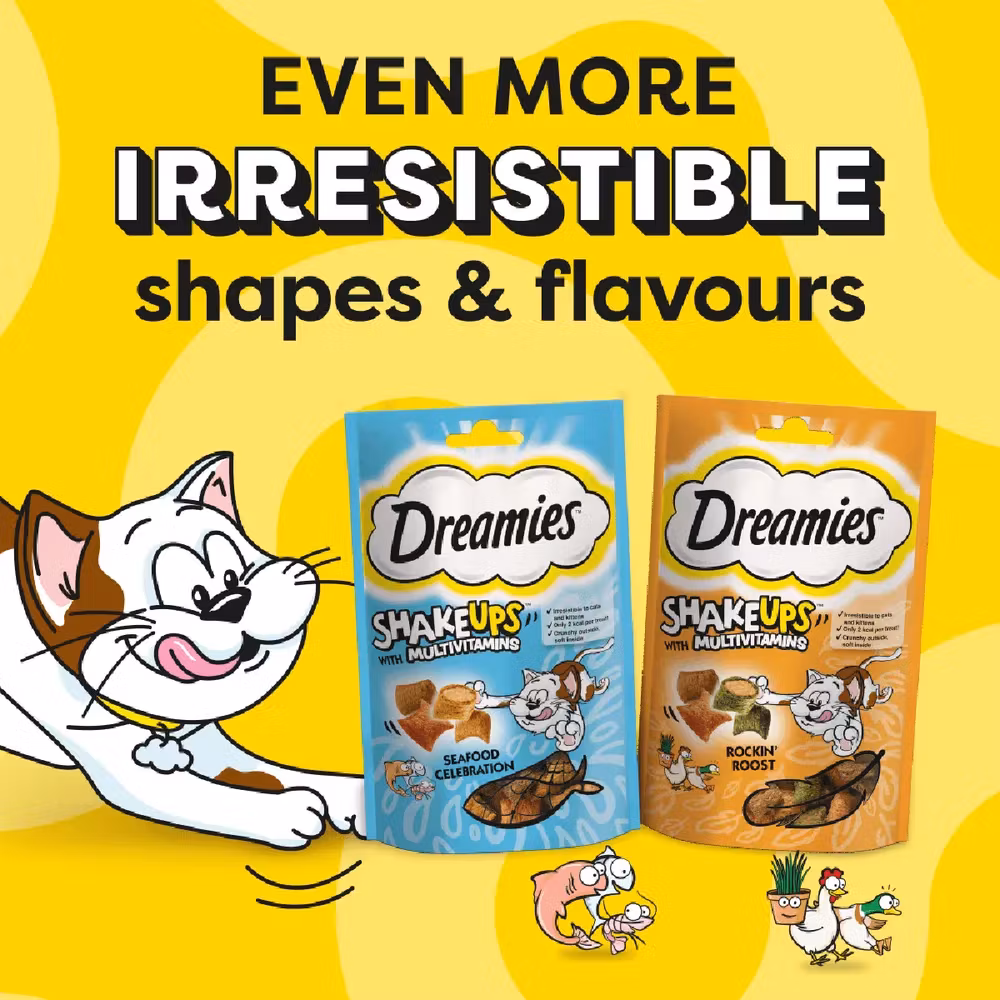 Dreamies Shake-ups Multivitamin Seafood- kattgodis med smak från havet 55g