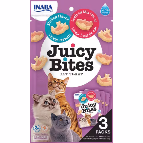 Churu Cat Juicy Bites Shrimp/seafood - kattgodis räka/annat från havet- 3 pack