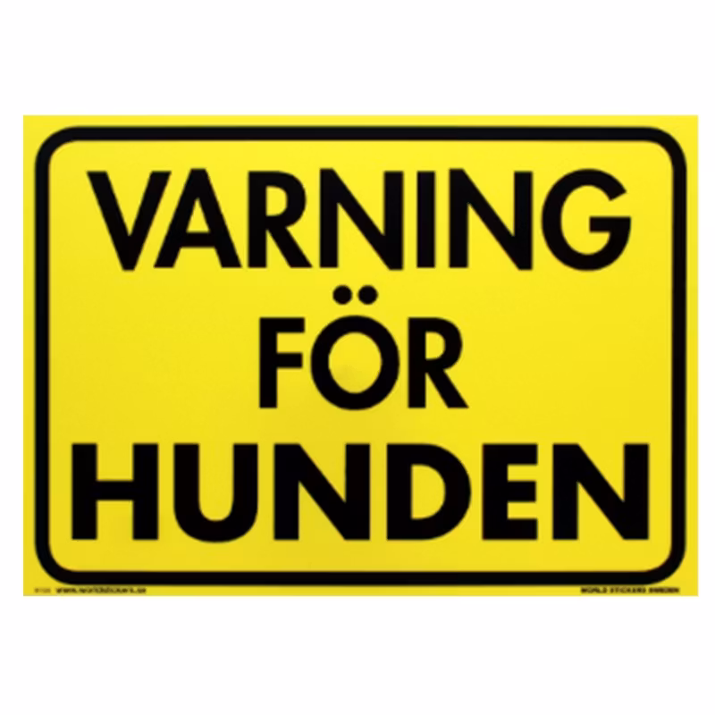 Skylt "Varning För Hunden" Gul 280x200mm