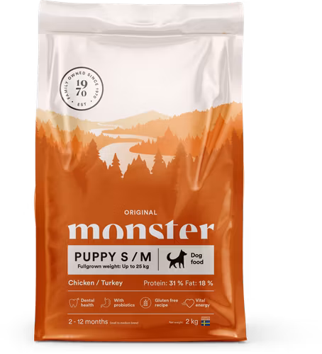 Monster Dog Original Puppy S/M Chicken/Turkey- glutenfritt & vetefritt