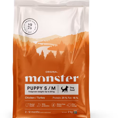 Monster Dog Original Puppy S/M Chicken/Turkey- glutenfritt & vetefritt