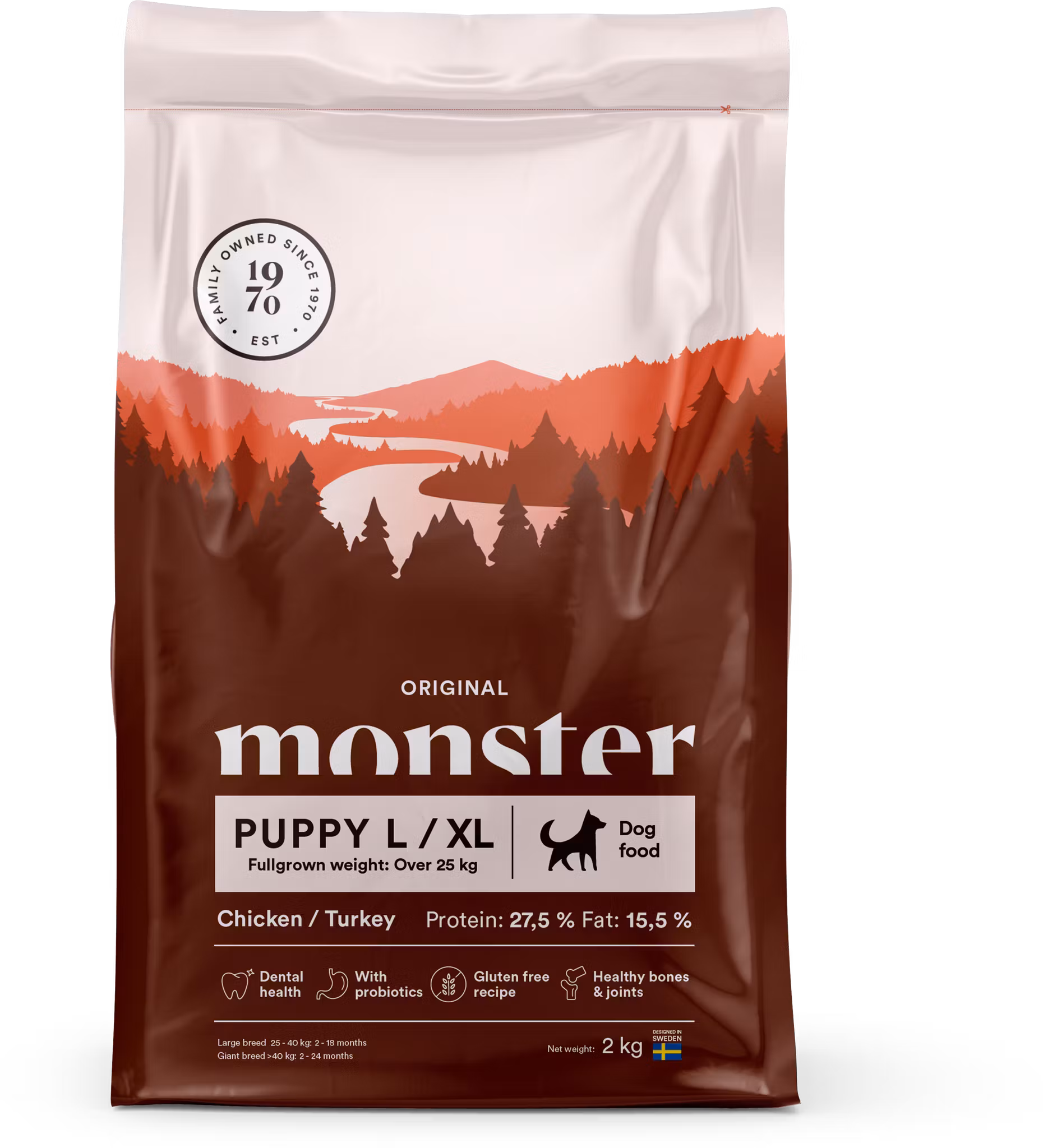 Monster Dog Original Puppy L/XL Chicken/Turkey- glutenfritt & vetefritt