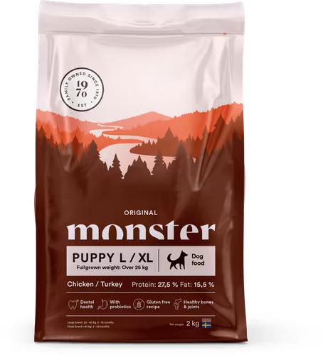 Monster Dog Original Puppy L/XL Chicken/Turkey- glutenfritt & vetefritt