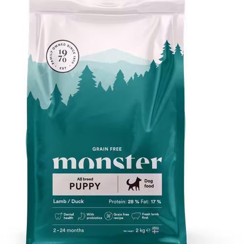 Monster Dog Grain Free All Breeds Puppy Lamb & Duck- spannmålsfritt