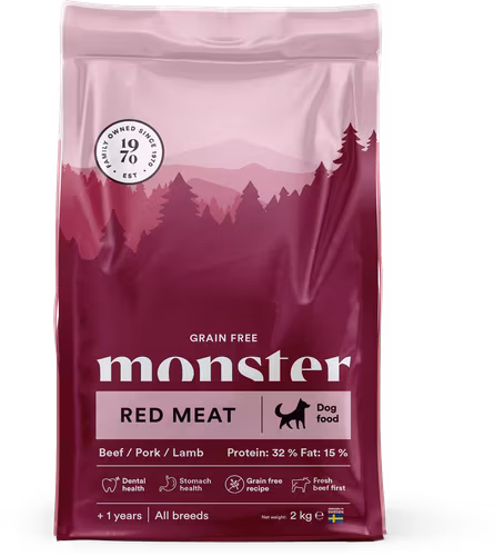 Monster Dog Grain Free Adult Red Meat - nöt & fläsk- glutenfritt och vetefritt