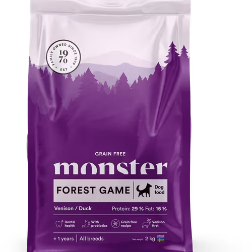 Monster Dog Grain Free Forest Game All Breed Venison & Duck - spannmålsfritt