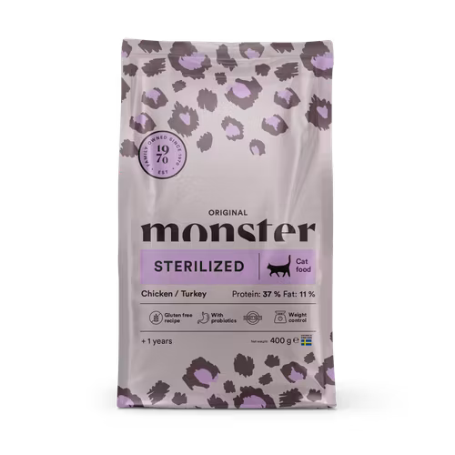 Monster Cat Original Adult Sterilised- kyckling/kalkon- 6 kg eller 2 kg