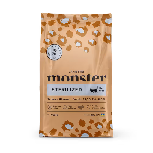 Monster Cat Grain Free Adult Sterilized- kyckling/kalkon- 6 kg/ 2 kg