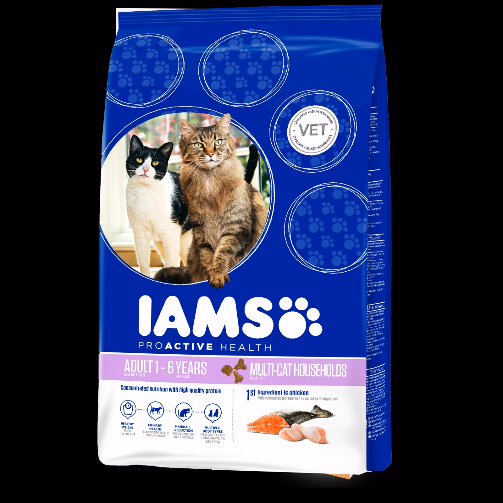 IAMS Dry Food Multi-Cat +1- Lax & Kyckling 15 kg