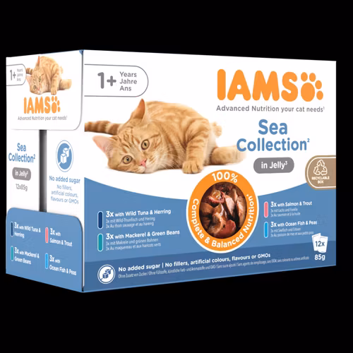 IAMS Wet Food Adult Sea Collection in Jelly- fisksmaker i gele´ 12 x 85 g påsar