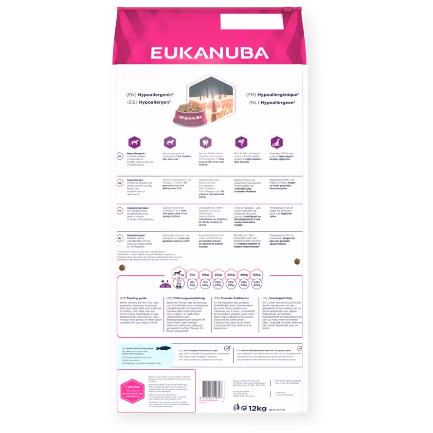 Eukanuba Daily Care Adult Sensitive Skin Adult All Breed- känslig hud 12 kg