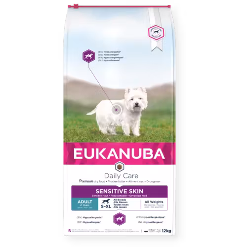 Eukanuba Daily Care Adult Sensitive Skin Adult All Breed- känslig hud 12 kg