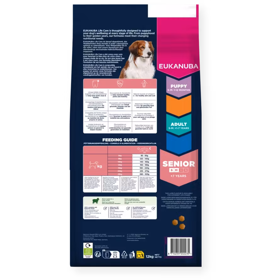Eukanuba Senior Small/Medium Breed Lamb & Rice 2,5 kg/12 kg