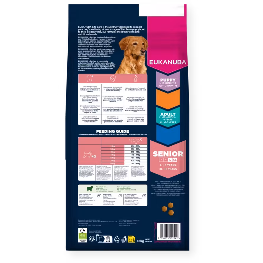 Eukanuba Senior Large Breed Lamb & Rice 12 kg. Från 9 år och uppåt.