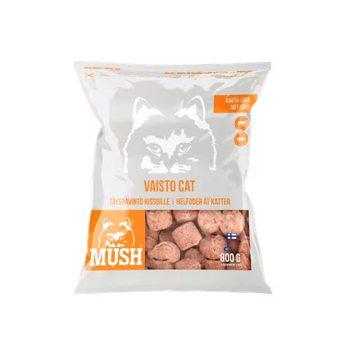 MUSH Vaisto Cat® Vit Fryst helfoder  (nöt-gris) SKICKAS EJ!