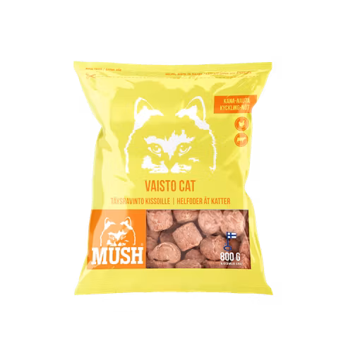 MUSH Vaisto Cat® Gul Fryst helfoder (kyckling-nöt) SKICKAS EJ!