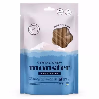 Monster Dog Dental Chew Vegetarian. S, M & L. 7 el 28 pack Glutenfritt, vegetariskt