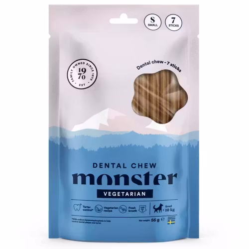 Monster Dog Dental Chew Vegetarian. S, M & L. 7 el 28 pack Glutenfritt, vegetariskt